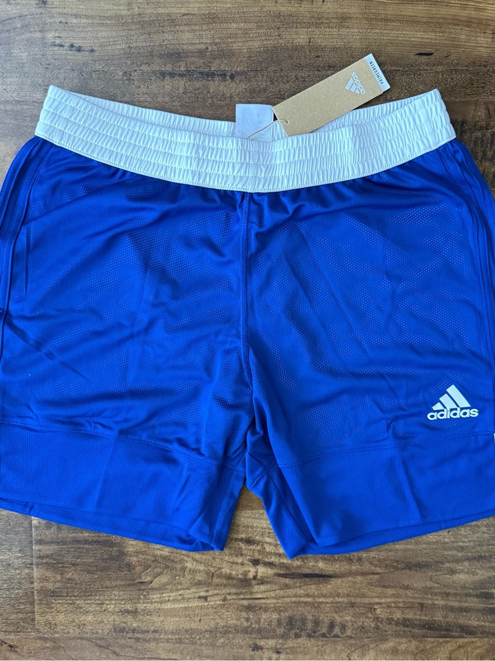 adidas Royal Blue Athletic Shorts with White Waistband